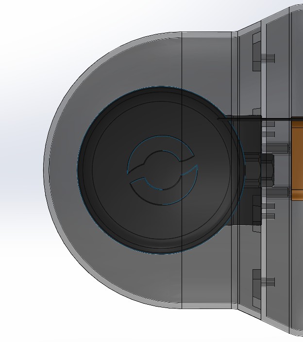CAD detail of the vehicle nose cone showing sonar payload integration
